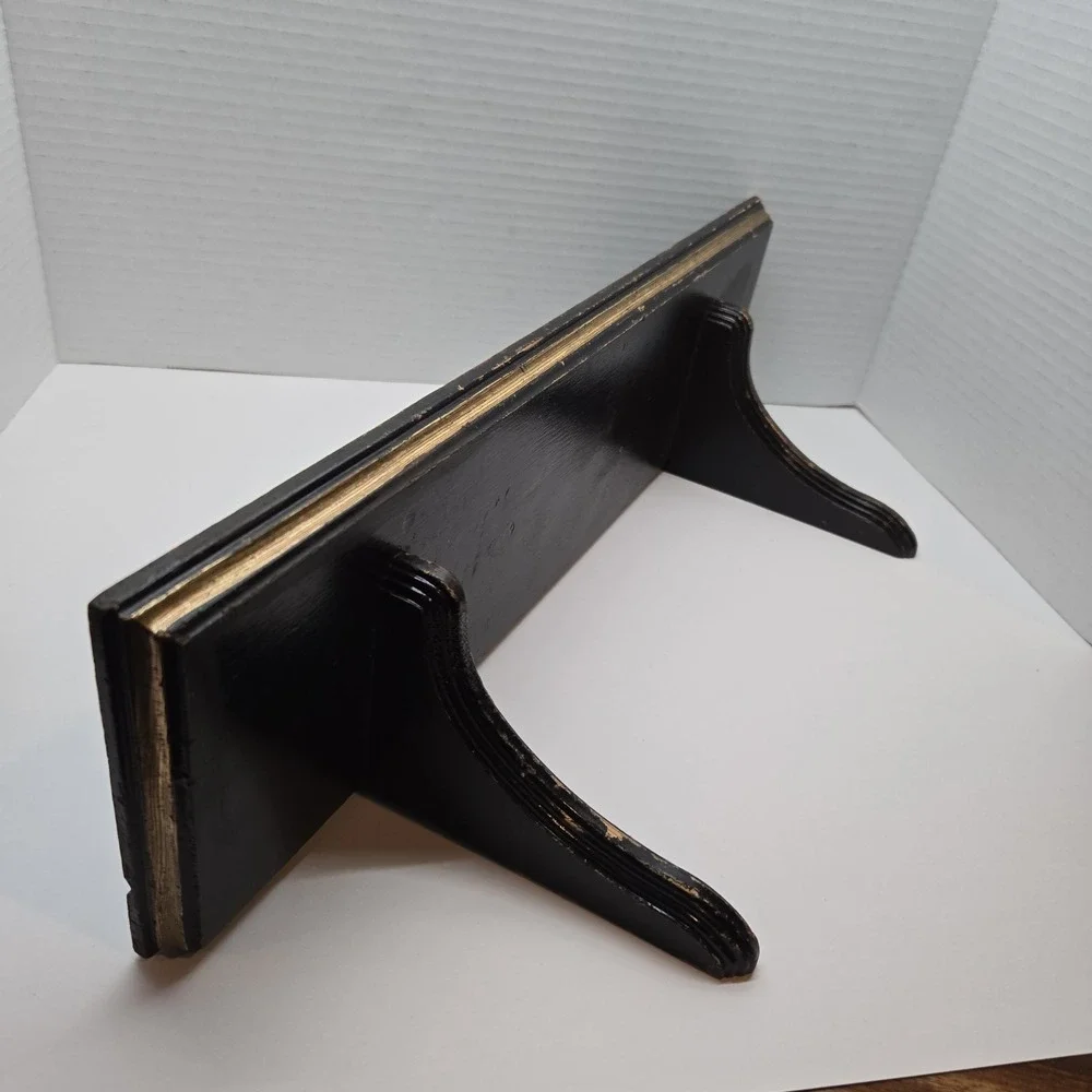Vintage Solid Wood‎ Wall Mount Shelf w/Plate Rail Display Curio Knick Knack